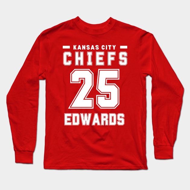 Chiefs Football Edwards 25 Kansas City Chiefs football Long Sleeve T-Shirt by PrettyMerch